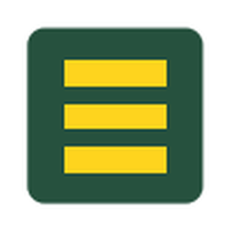 The green hamburger button with three horizontal yellow lines