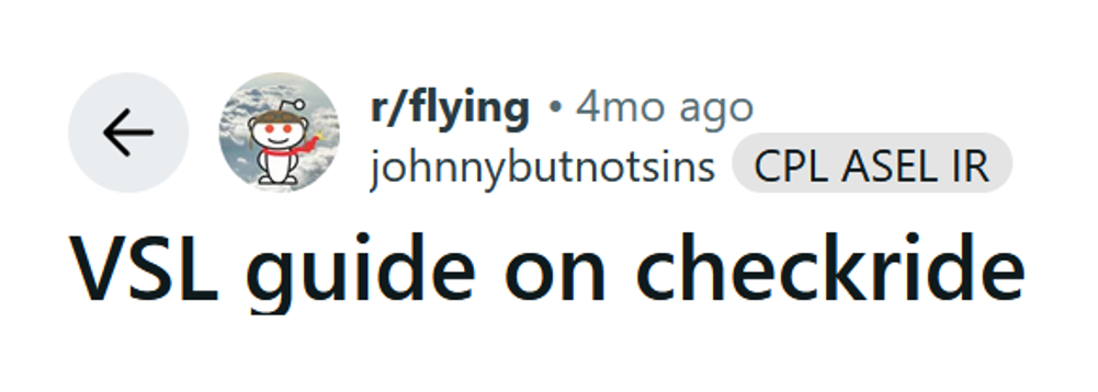 Reddit discussion about VSL Guide on checkride